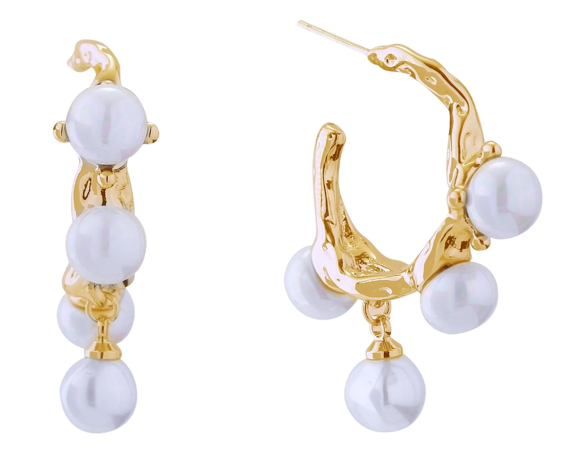 DJE310907 14K Dripping Pearl Post Earrings