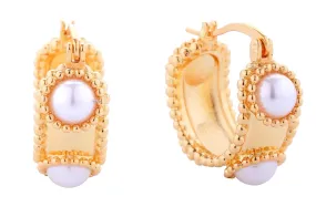 DJE310915 14K Vintage Pearl Pincatch Earrings