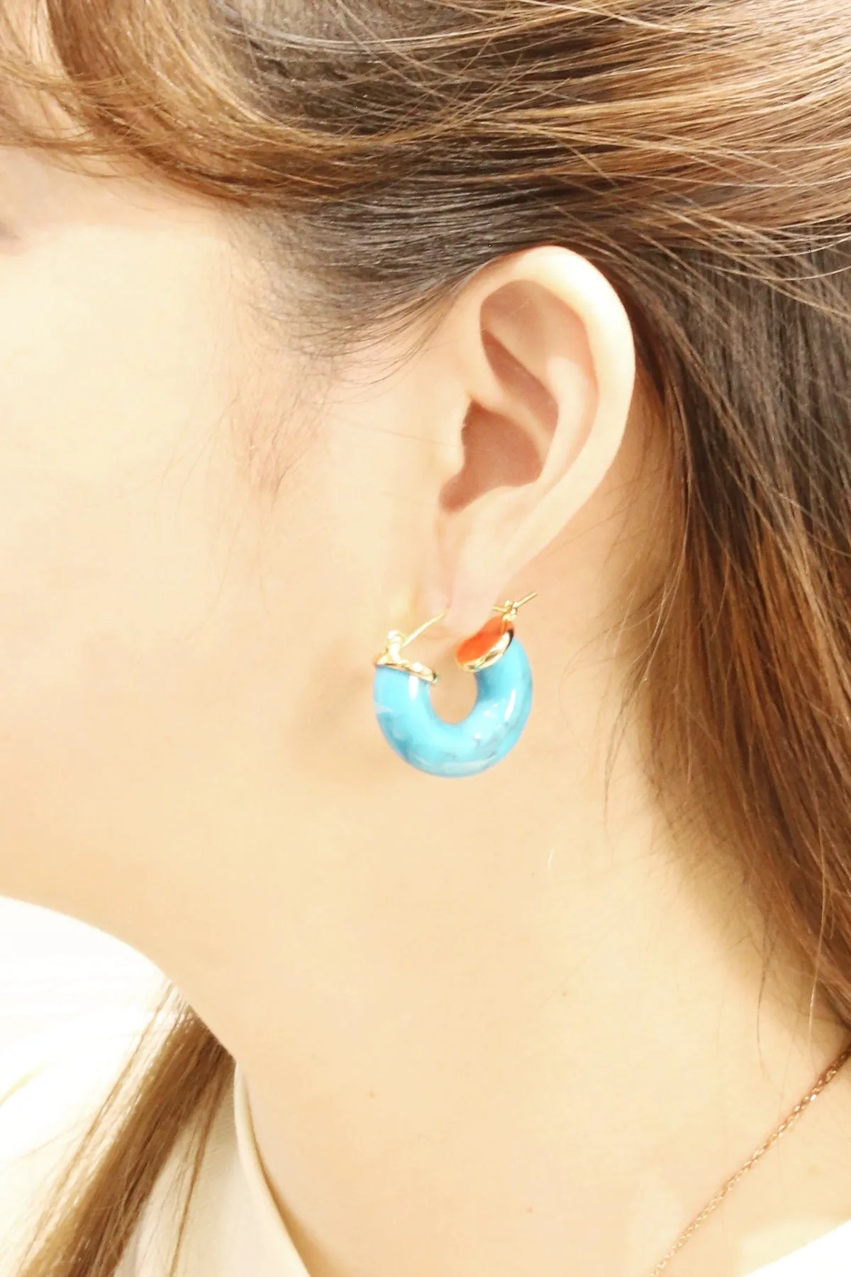 DJE311052 14K Chunky Turquoise Pincatch Earrings