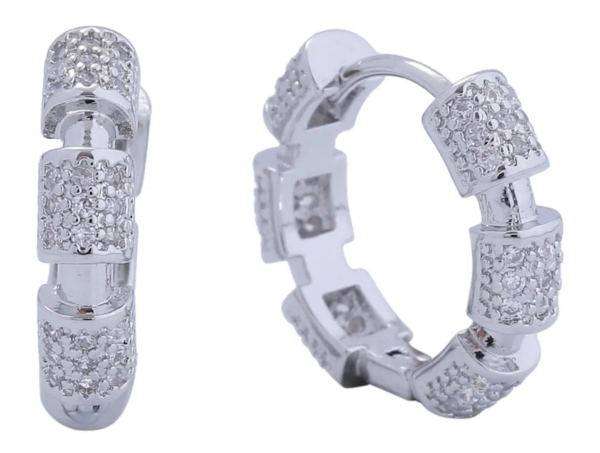 DJE311065 14K Barred CZ Hoop Earrings