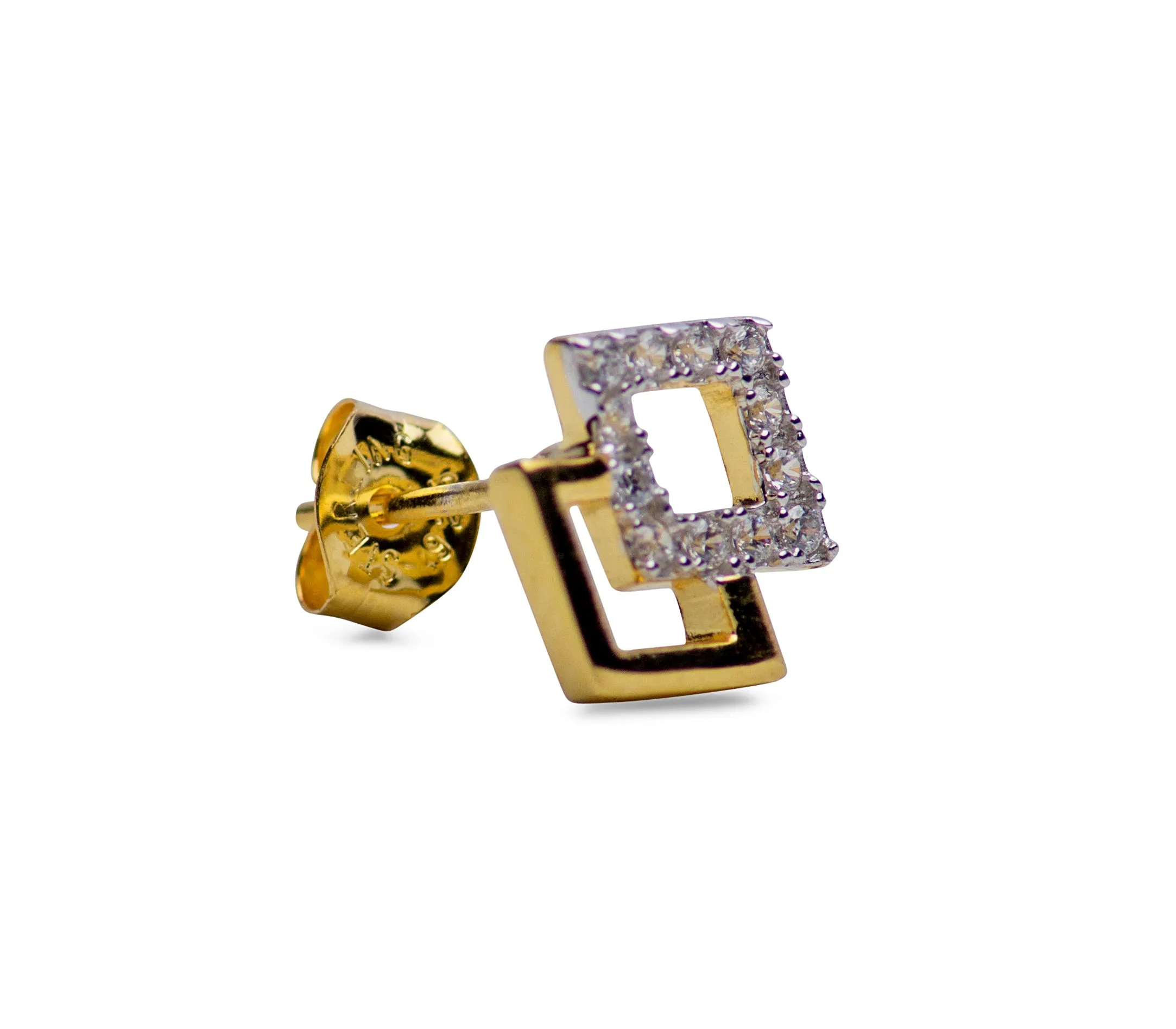 Double Diamond Gold Earrings