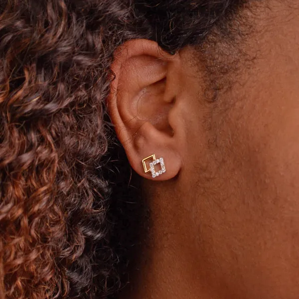 Double Diamond Gold Earrings