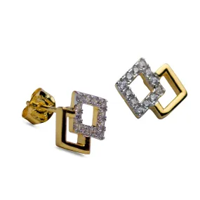 Double Diamond Gold Earrings