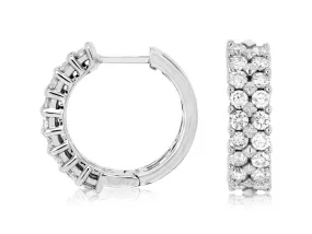 Double Row Diamond Hoop Earrings