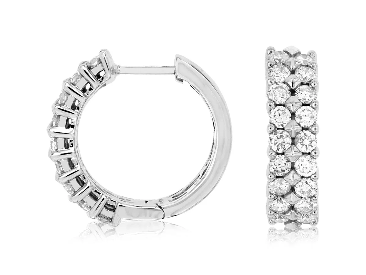 Double Row Diamond Hoop Earrings