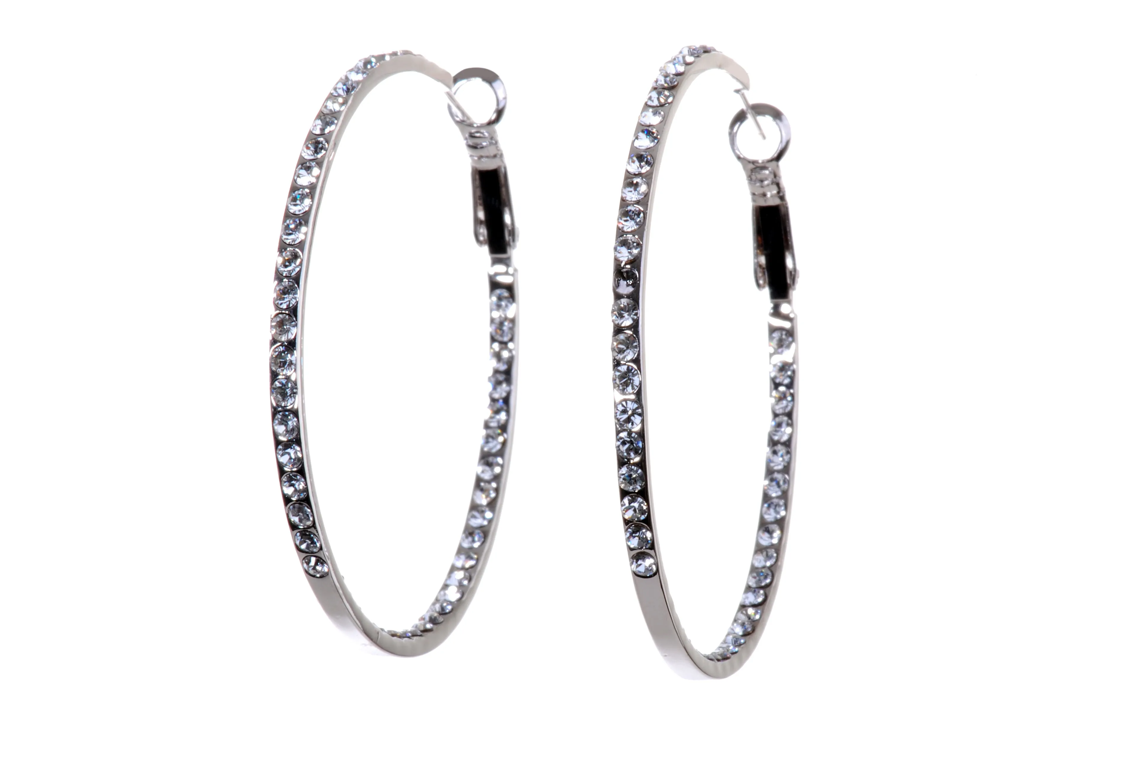 E7223 Swarovski Elements Crystal 2" Hoop Earrings