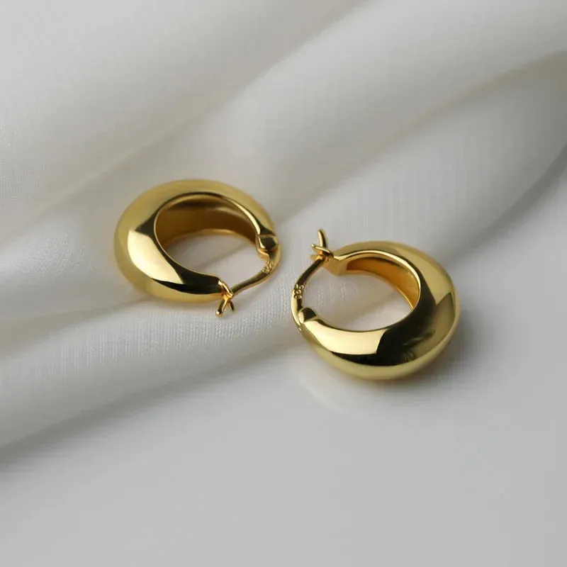 Ear Buckle Round Thick Plated Geometric Circle Punk Party Smooth Earring