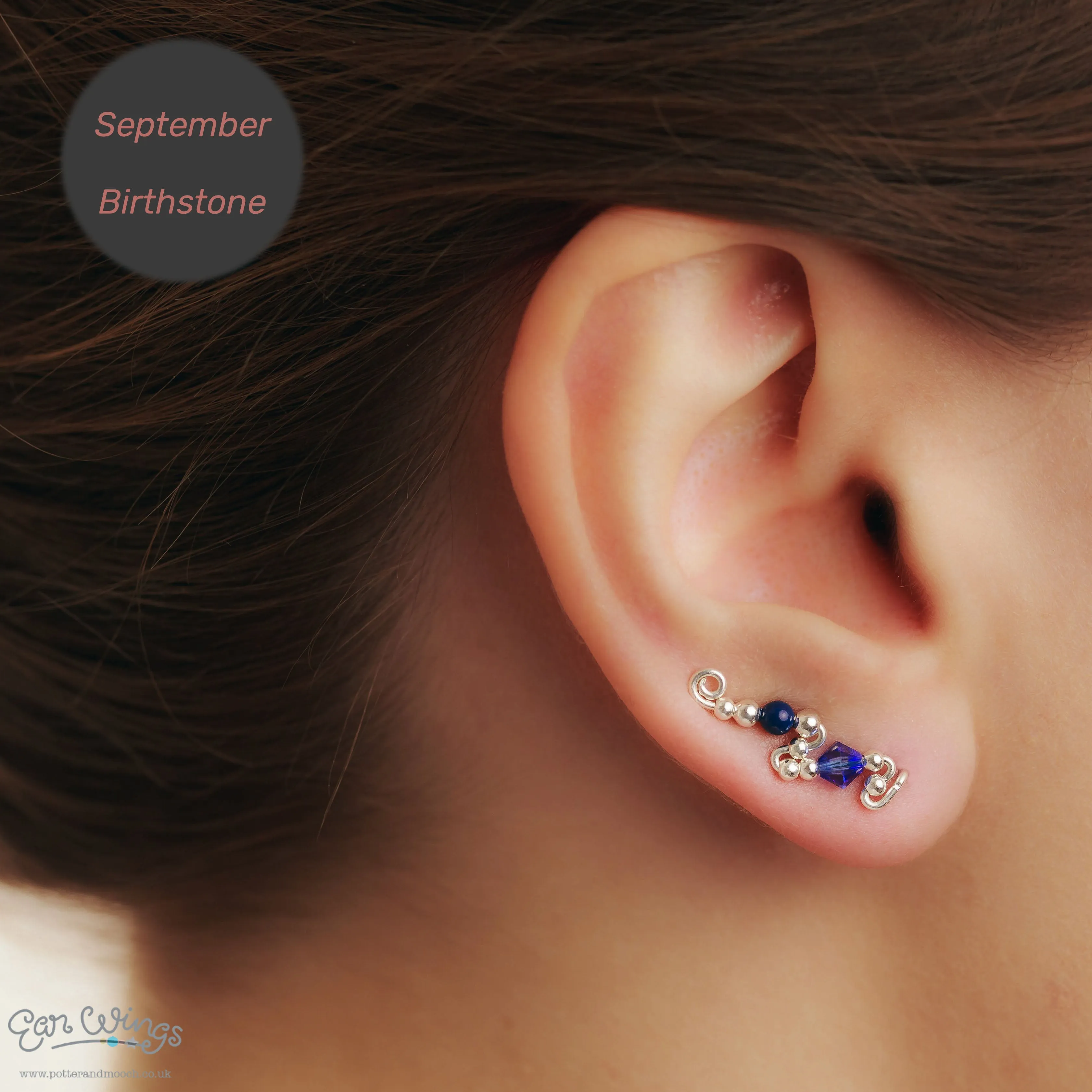 Ear Wings Sapphire Sterling Silver