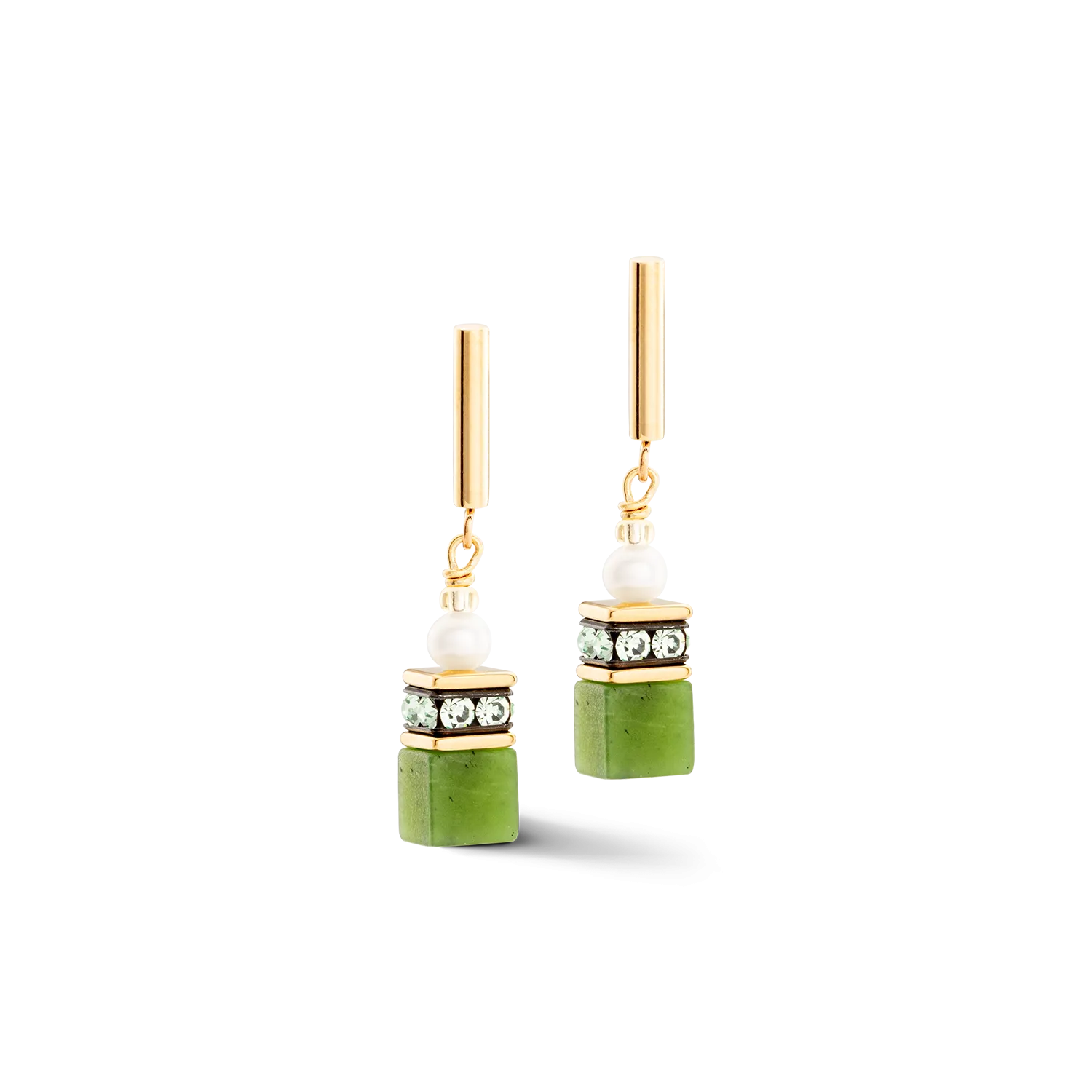 Earrings GeoCUBE® Fusion Precious Pearl Mix gold-green