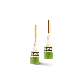 Earrings GeoCUBE® Fusion Precious Pearl Mix gold-green