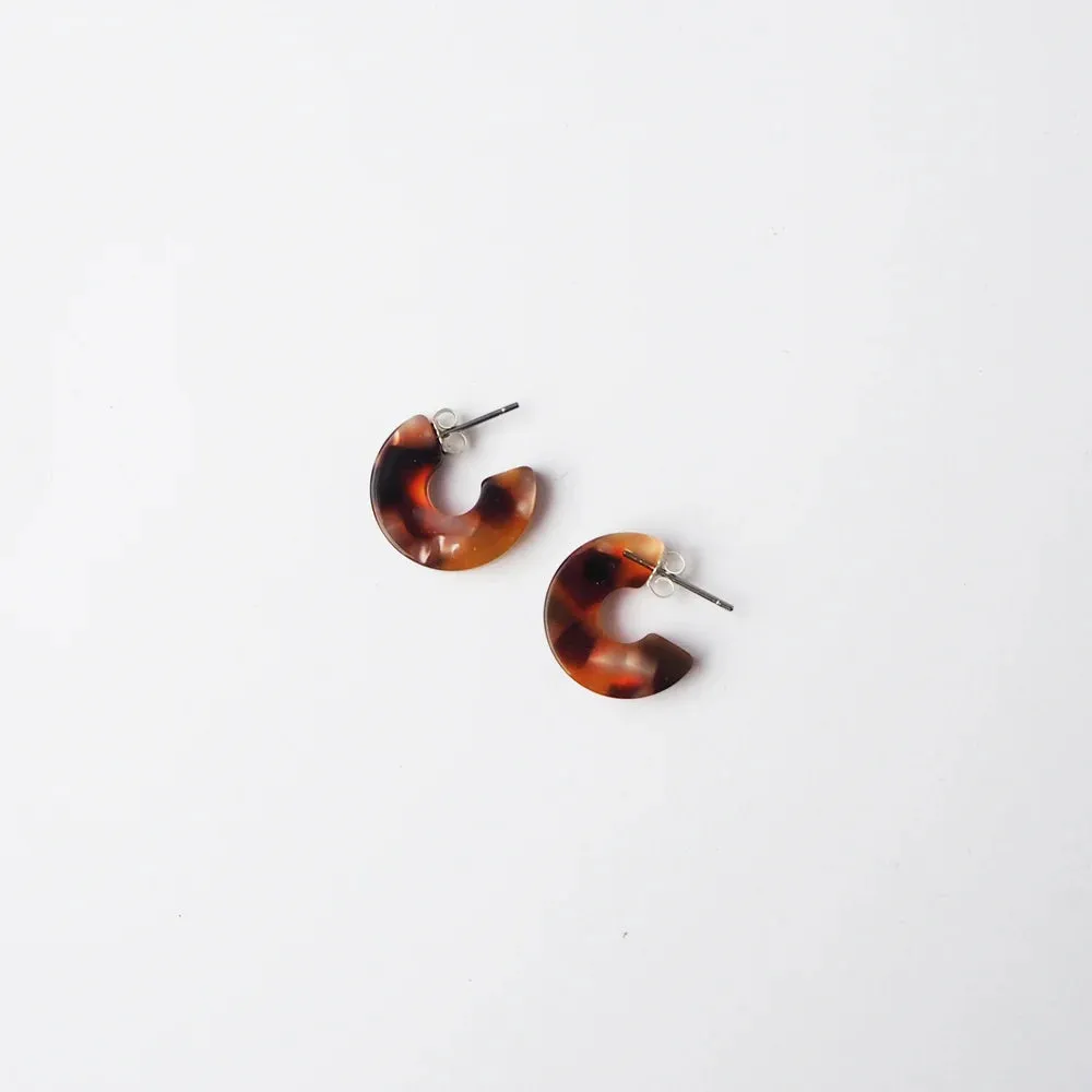 Earrings - Rosa Tortoiseshell Super Mini Hoops