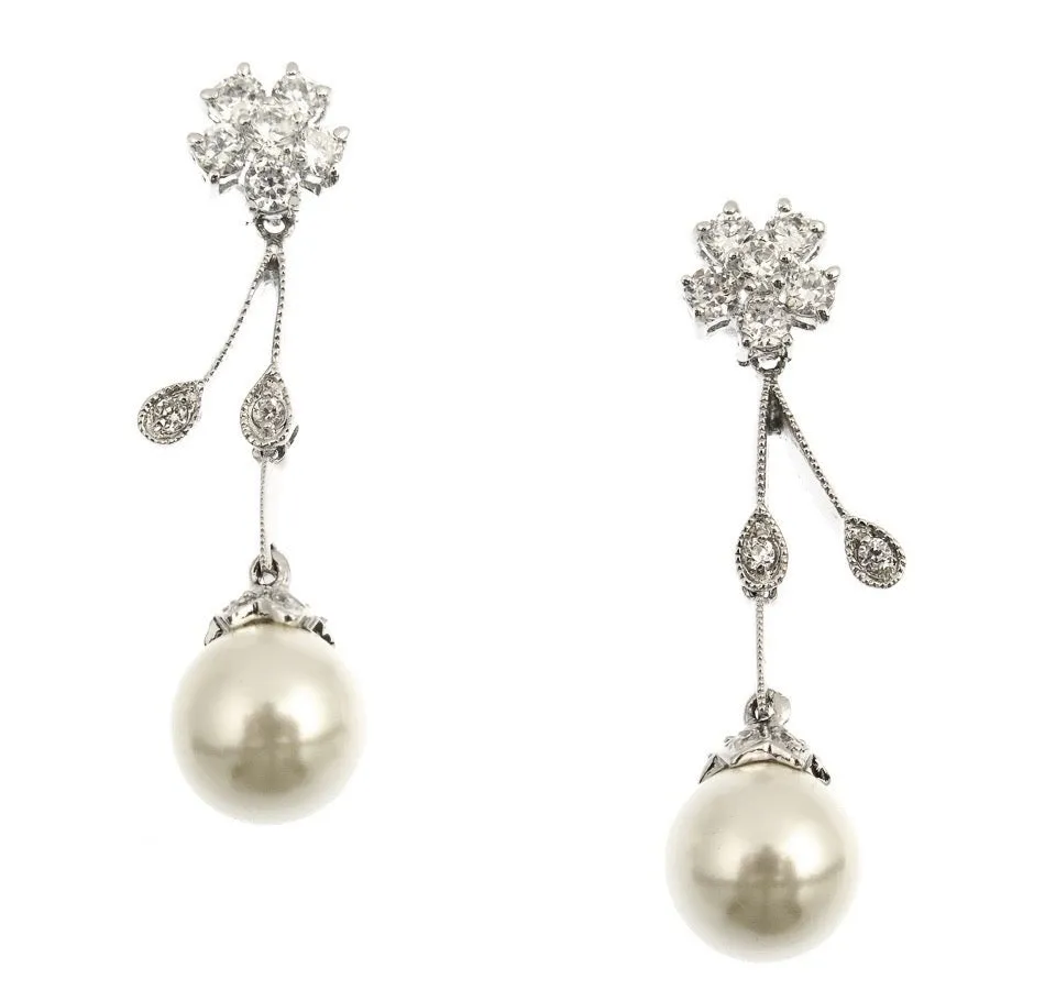 Eden Floral Pearl Dangle Earrings