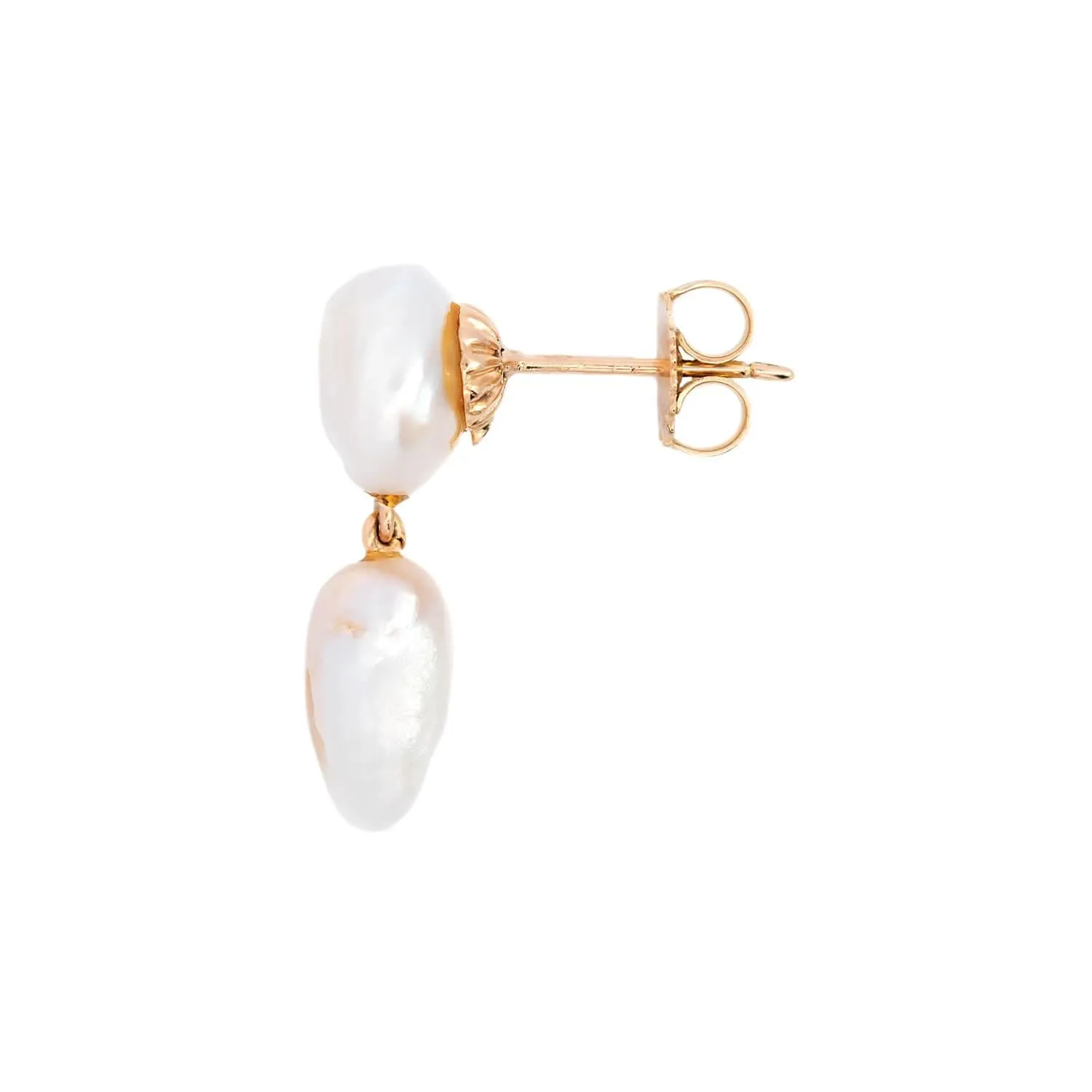 Edwardian 14k River Pearl Dangle Earrings