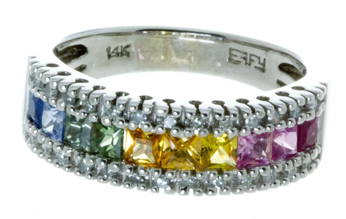 Effy Watercolors Rainbow Sapphire & Diamond Ring