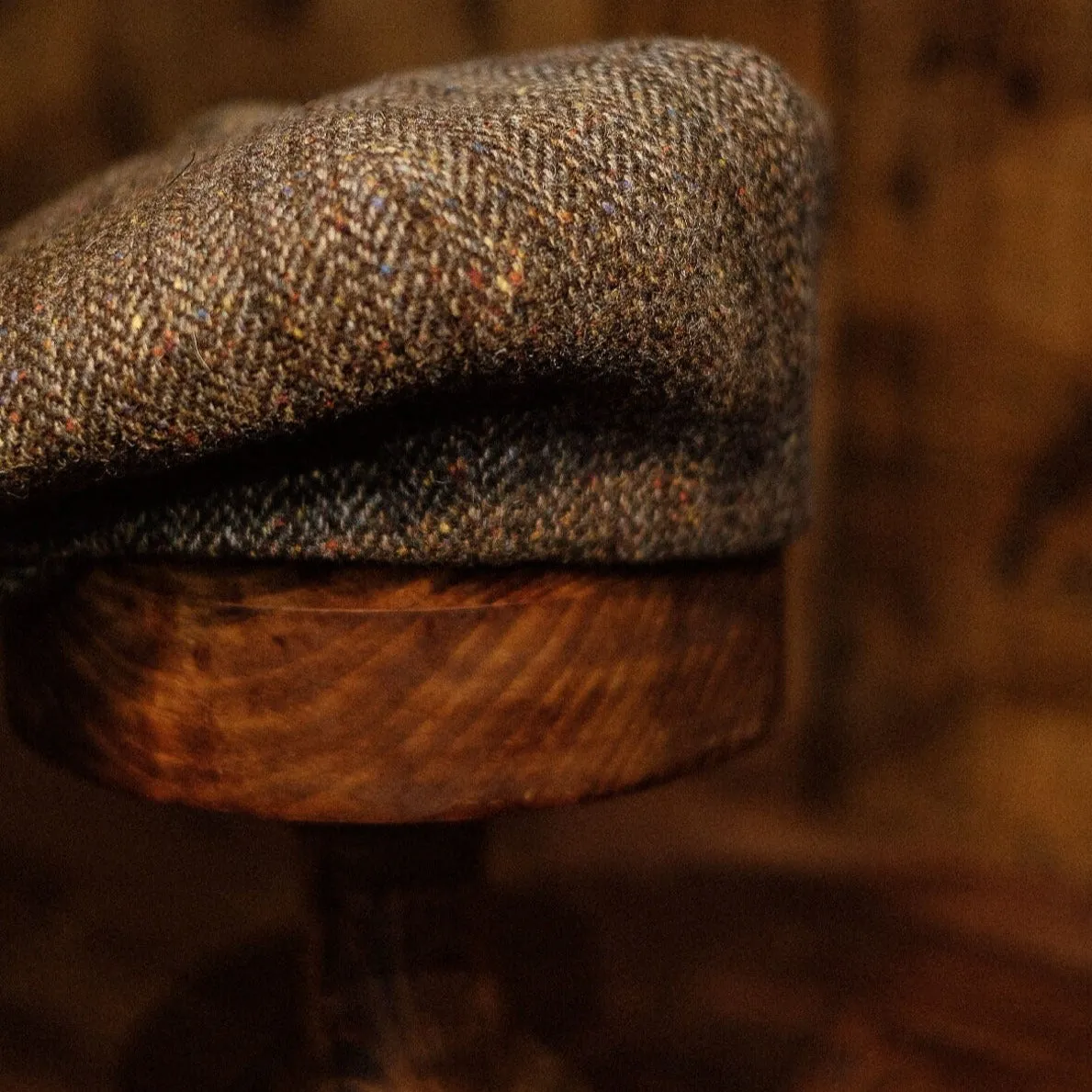 Eight Piece Rust/Red Stripe Wool Newsboy Cap