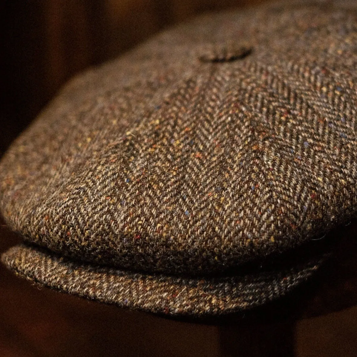 Eight Piece Rust/Red Stripe Wool Newsboy Cap