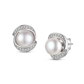 Elegant Pearl and Cubic Zirconia Earrings