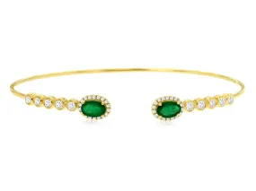 Emerald and Diamond Accented Cuff Bracelet