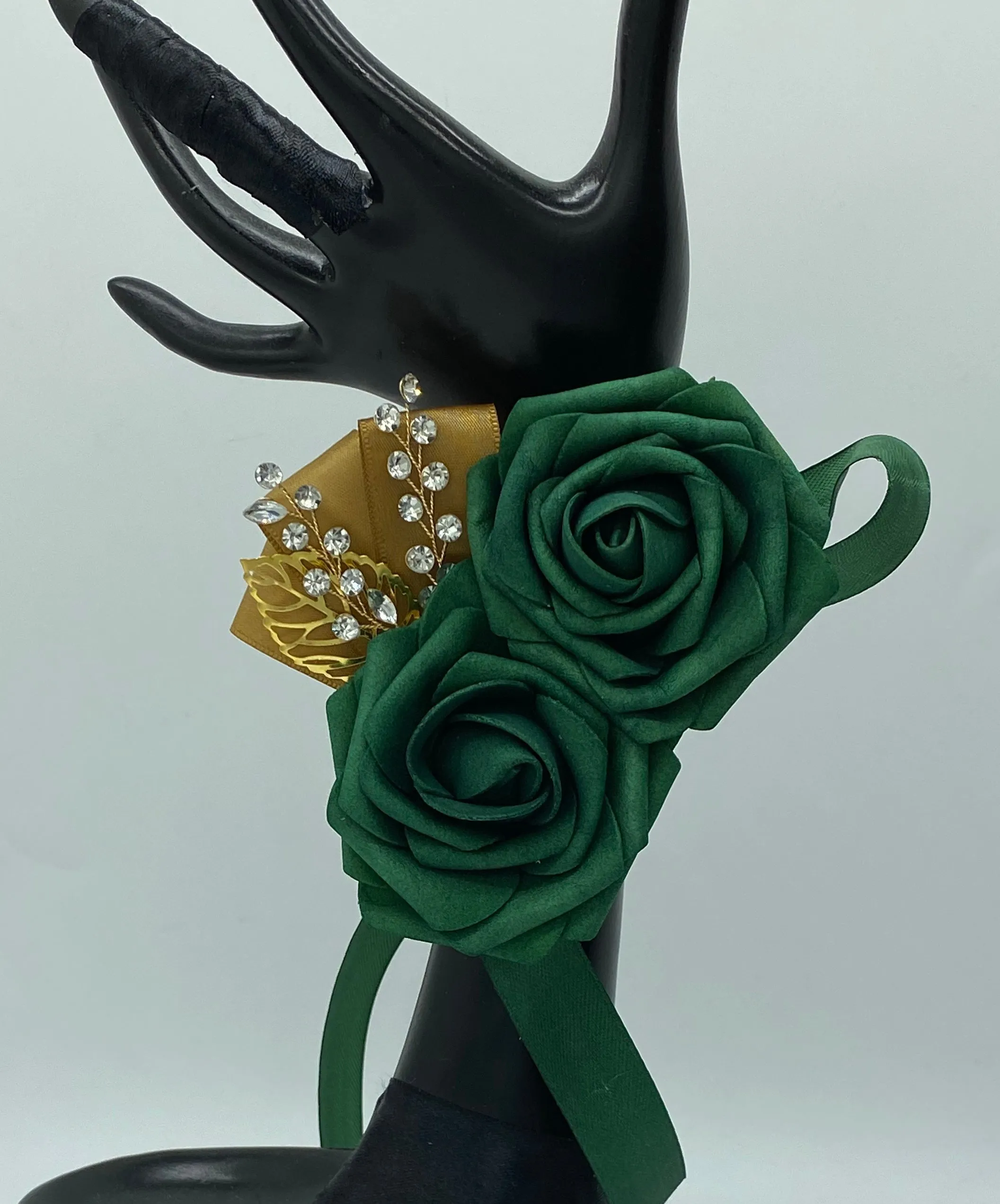 Emerald Green ~ Customized Boutonniere l Lapel Pin l Wrist Corsage l Real Touch Roses l Prom l Formal BOUT-041