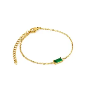 Emerald Green Gemstone Stainless Steel Bracelet – Elegant Gold Chain Jewellery