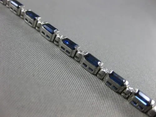 ESTATE 7.12CT ROUND DIAMOND & SAPPHIRE 14KT WHITE GOLD 3D ETOILE TENNIS BRACELET