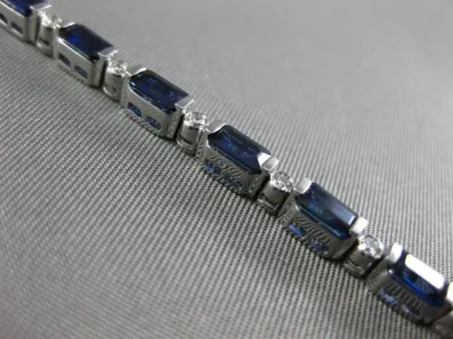 ESTATE 7.12CT ROUND DIAMOND & SAPPHIRE 14KT WHITE GOLD 3D ETOILE TENNIS BRACELET