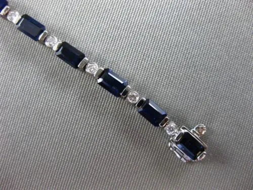 ESTATE 7.12CT ROUND DIAMOND & SAPPHIRE 14KT WHITE GOLD 3D ETOILE TENNIS BRACELET