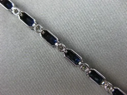 ESTATE 7.12CT ROUND DIAMOND & SAPPHIRE 14KT WHITE GOLD 3D ETOILE TENNIS BRACELET