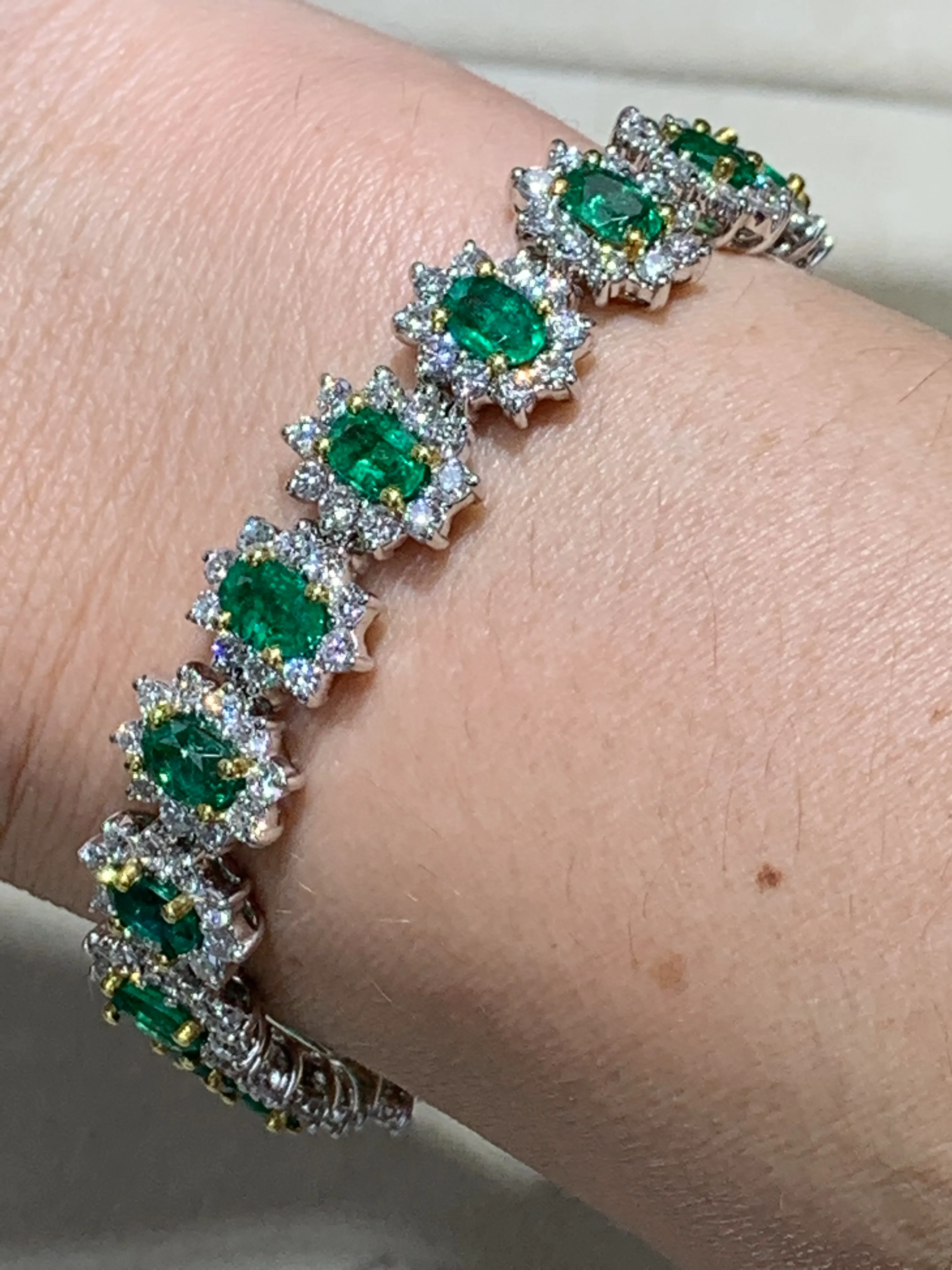 Estate Green Emerald & Diamond Statement Bracelet