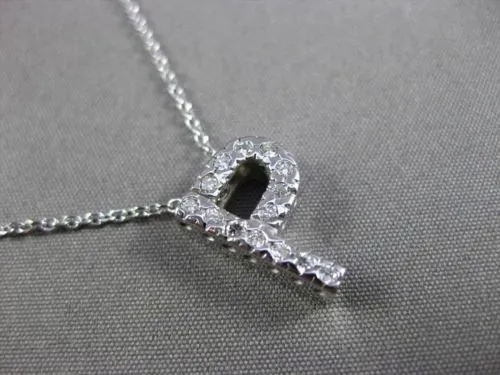 ESTATE LARGE .25CT DIAMOND 14KT WHITE GOLD 3D PAVE " P " FLOATING PENDANT #406