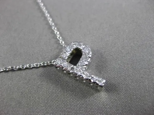 ESTATE LARGE .25CT DIAMOND 14KT WHITE GOLD 3D PAVE " P " FLOATING PENDANT #406