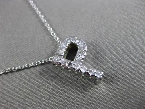 ESTATE LARGE .25CT DIAMOND 14KT WHITE GOLD 3D PAVE " P " FLOATING PENDANT #406