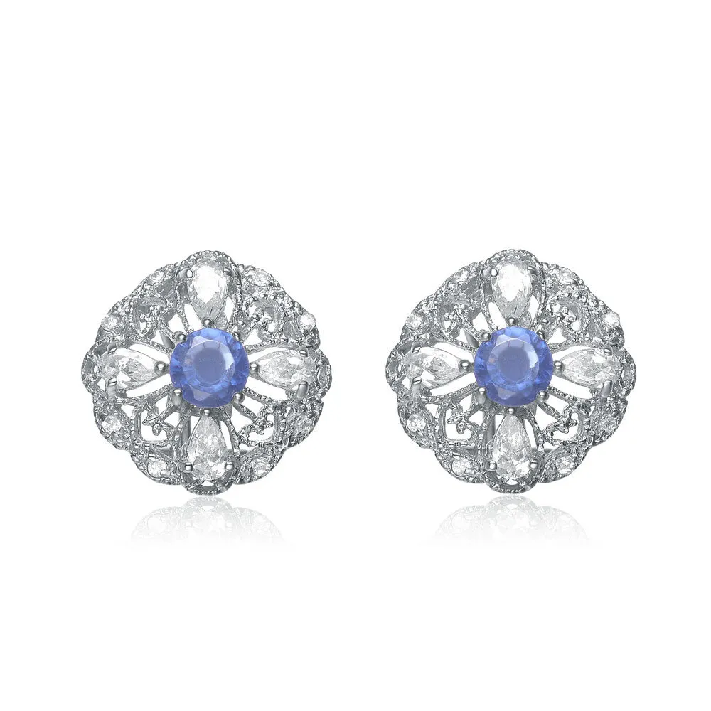 Estelle Sapphire Flower Shape Earrings