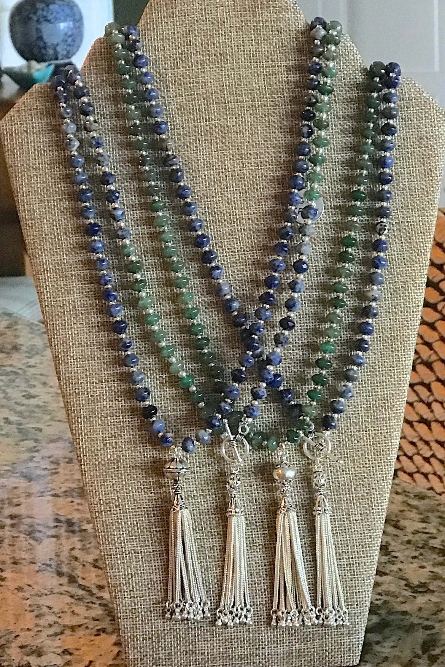 Eternity Sterling Tassel Gemstone Necklace