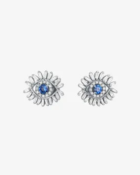 Evil Eye Mini Dark Blue Sapphire Studs