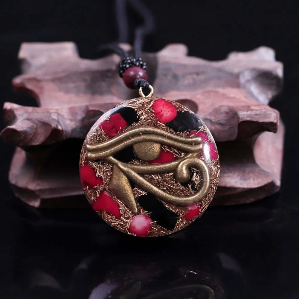 Eye Of Horus Red Coral Necklace