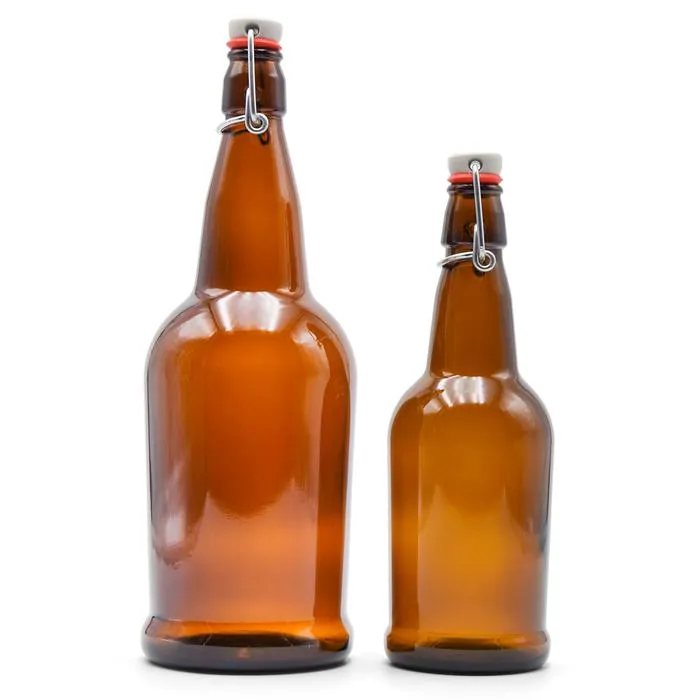 EZ Cap Swing Top Beer Bottles - 32 oz. Amber, case of 12