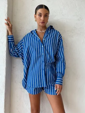 Faithfull the Brand Daija Shirt in Adia Stripe Print Blue