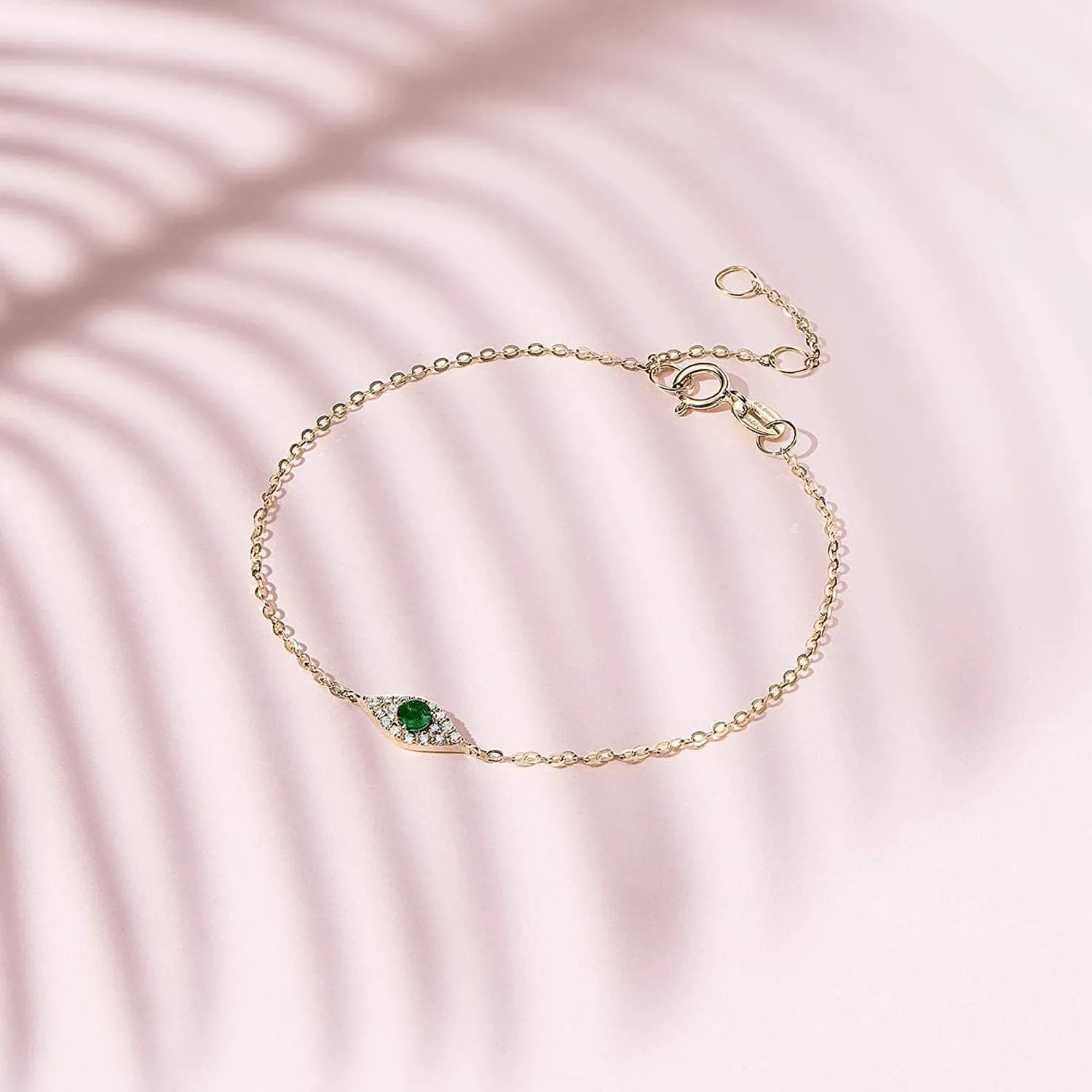 FANCIME Evil Eye Emerald 18K Yellow Gold Bracelet