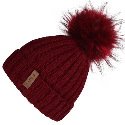 Fleece Lined Soft Pom Pom Fur Casual Warm Knitted Winter Beanie