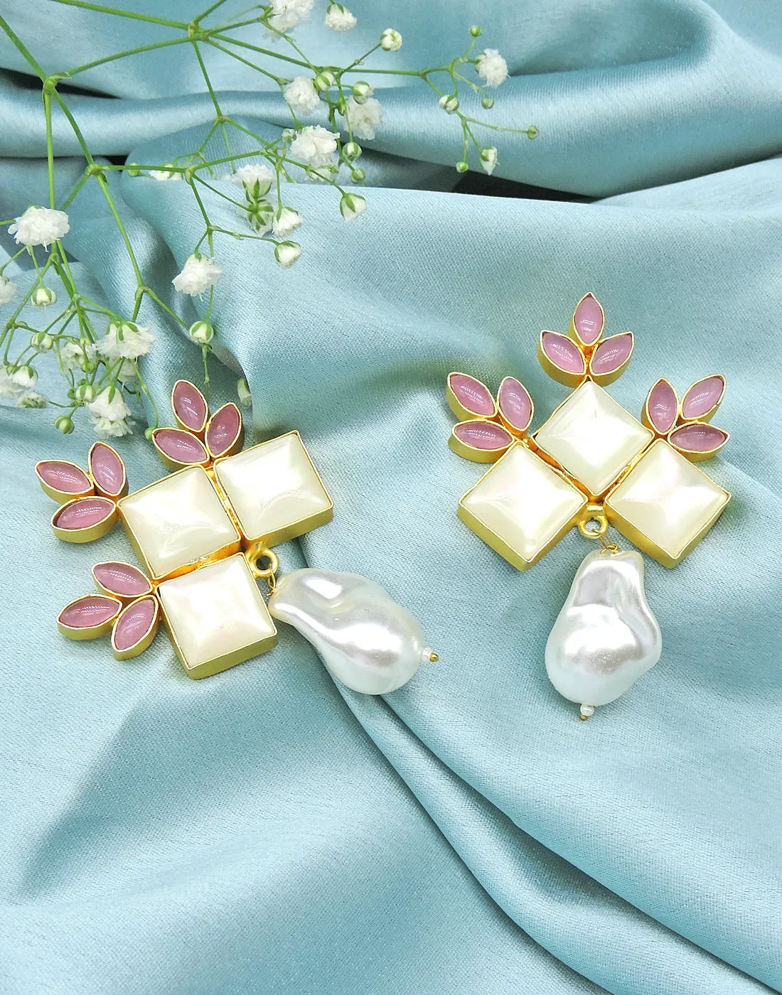 Flower Crown Earrings | Pink & Green