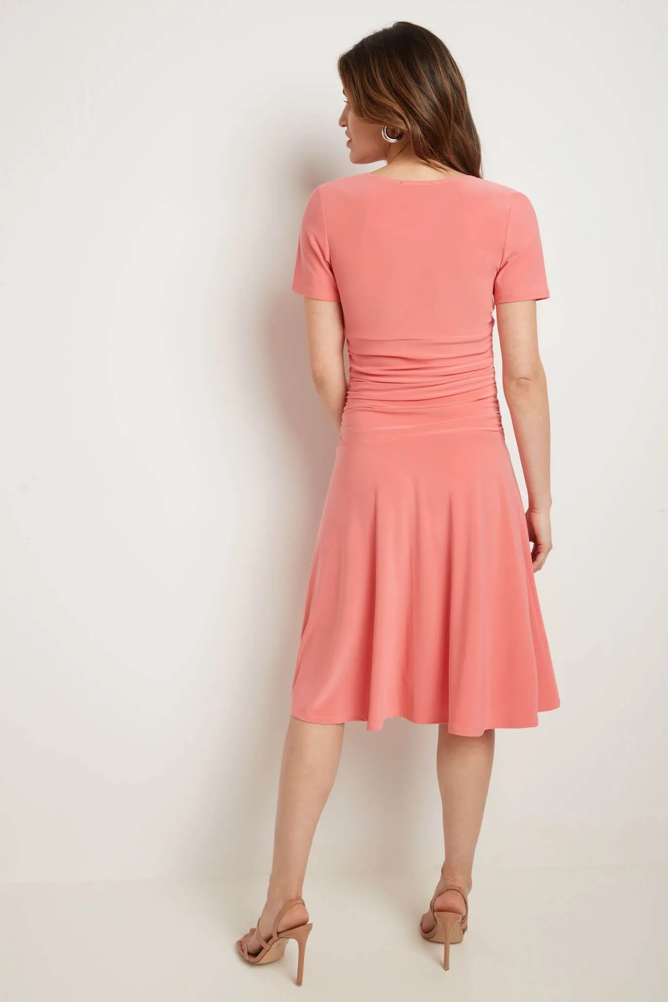 Form-fitting Short Sleeve Dress with Ruching