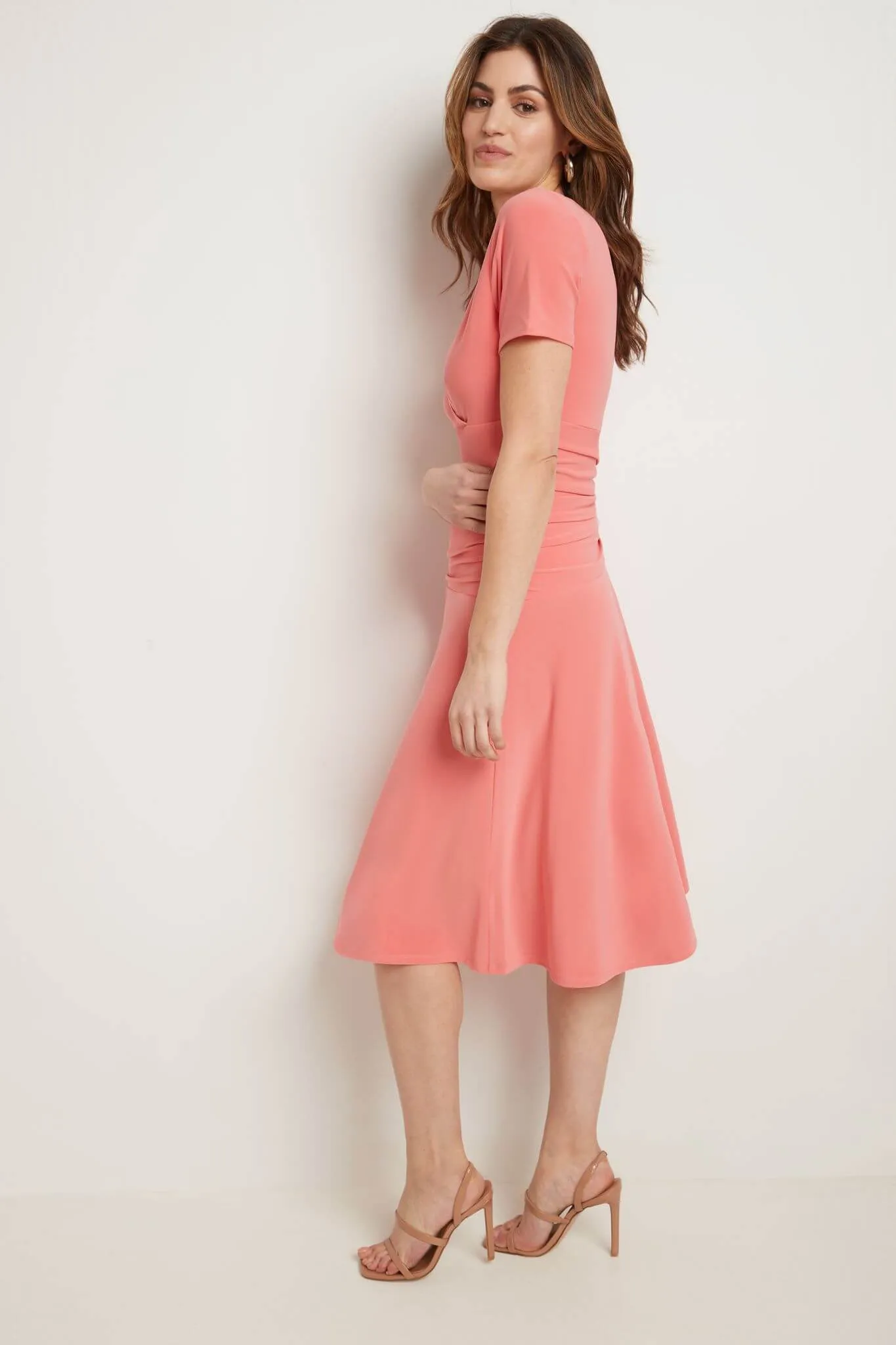 Form-fitting Short Sleeve Dress with Ruching