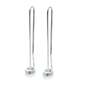 Freshwater Pearl Sterling Silver Threader Earrings