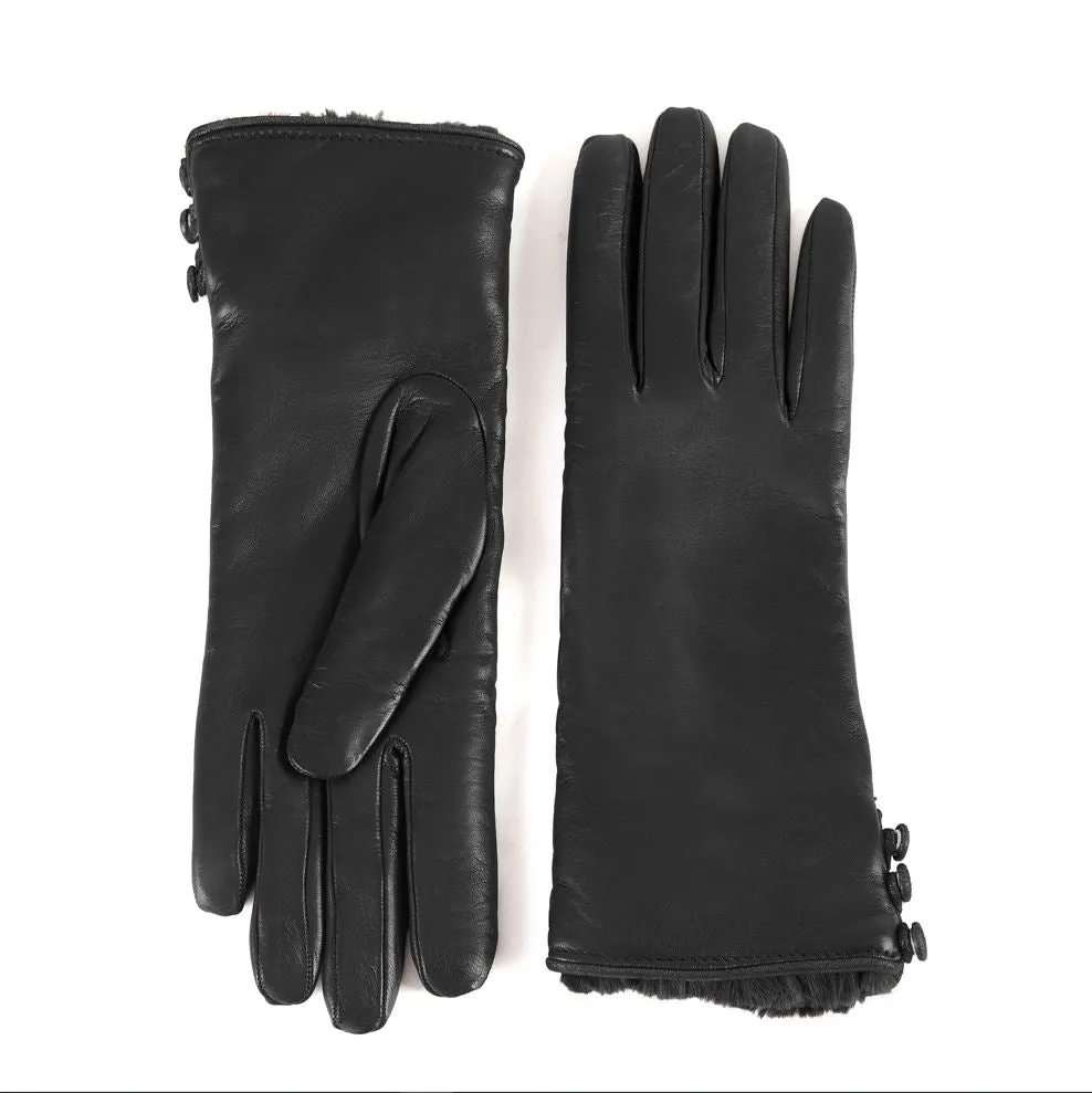 Gala Gloves Black Nappa Gloves With Metallic Edge