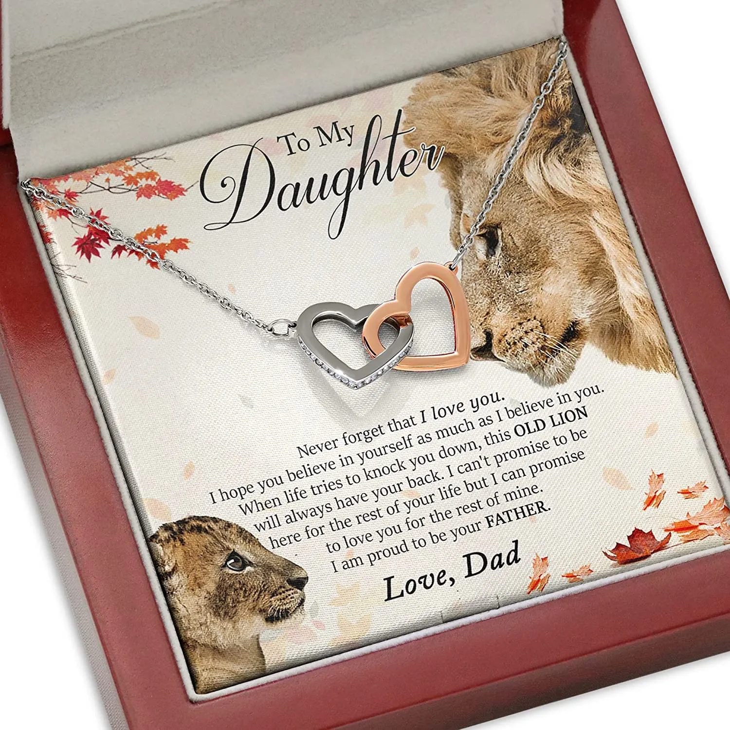 Gifts to My Daughter Necklace, This Old Lion Will Always Have Your Back, Daughter Necklace From Dad, Father's Day Gift