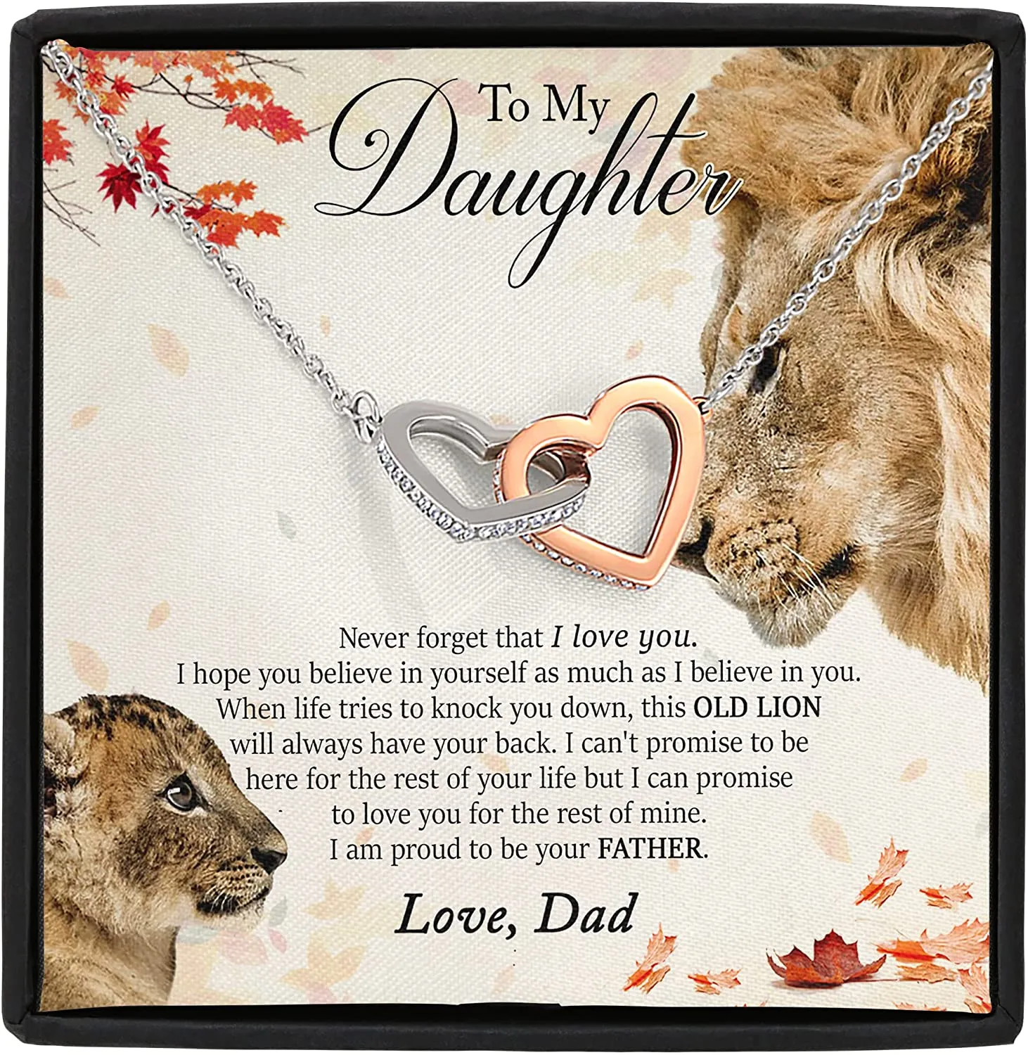 Gifts to My Daughter Necklace, This Old Lion Will Always Have Your Back, Daughter Necklace From Dad, Father's Day Gift