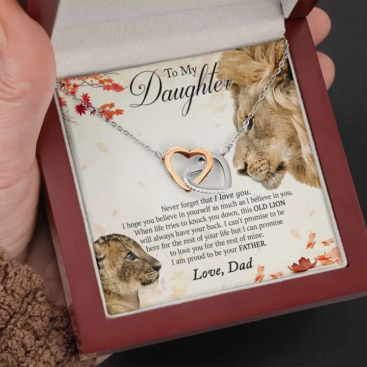 Gifts to My Daughter Necklace, This Old Lion Will Always Have Your Back, Daughter Necklace From Dad, Father's Day Gift