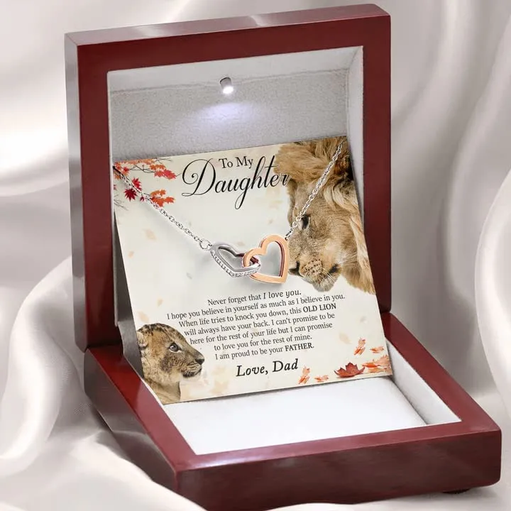 Gifts to My Daughter Necklace, This Old Lion Will Always Have Your Back, Daughter Necklace From Dad, Father's Day Gift