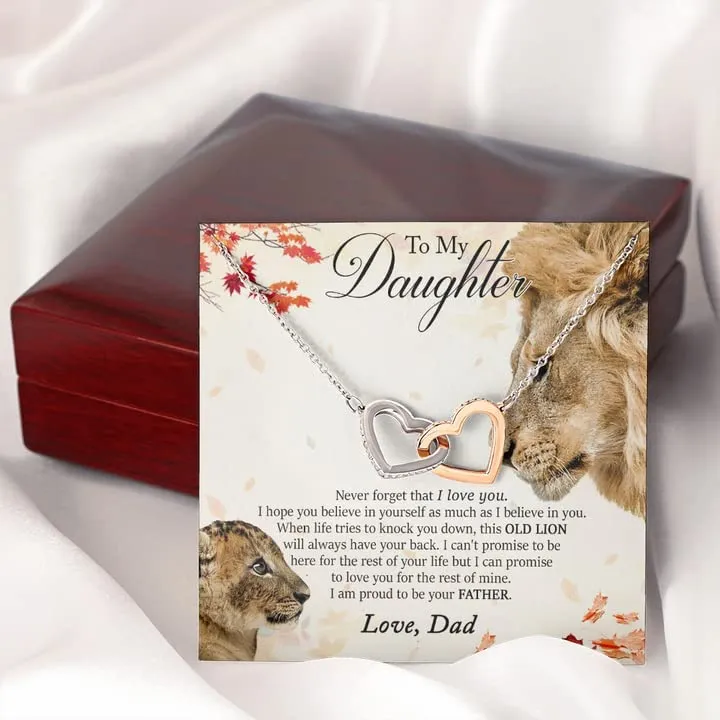 Gifts to My Daughter Necklace, This Old Lion Will Always Have Your Back, Daughter Necklace From Dad, Father's Day Gift